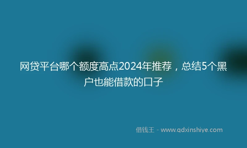 网贷平台哪个额度高点2024年推荐，总结5个黑户也能借款的口子