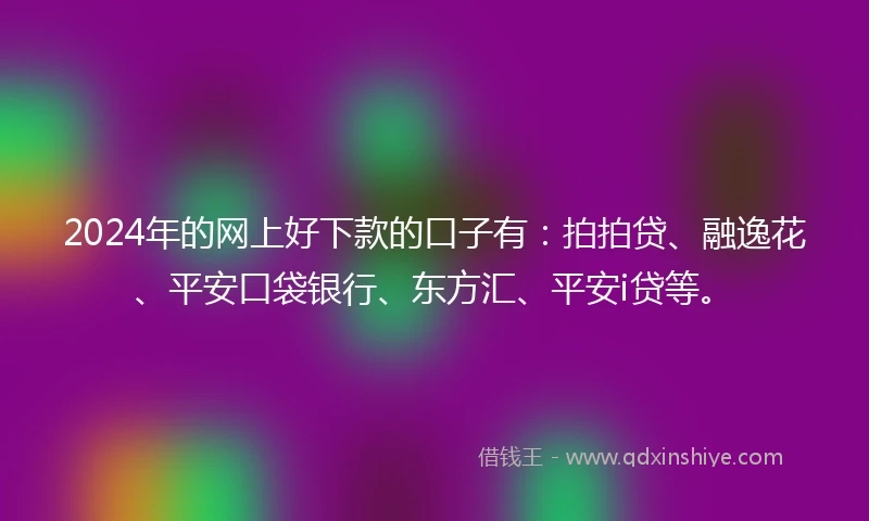 2024年的网上好下款的口子有:拍拍贷、融逸花、平安口袋银行、东方汇、平安i贷等。