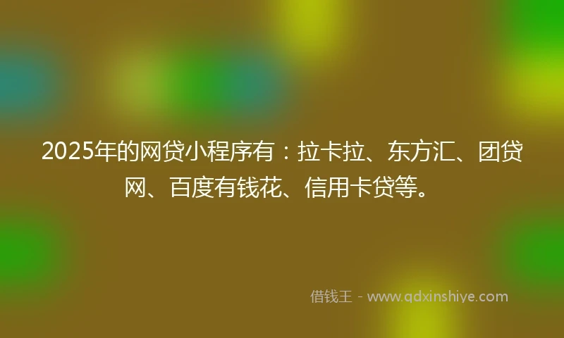 2025年的网贷小程序有：拉卡拉、东方汇、团贷网、百度有钱花、信用卡贷等。