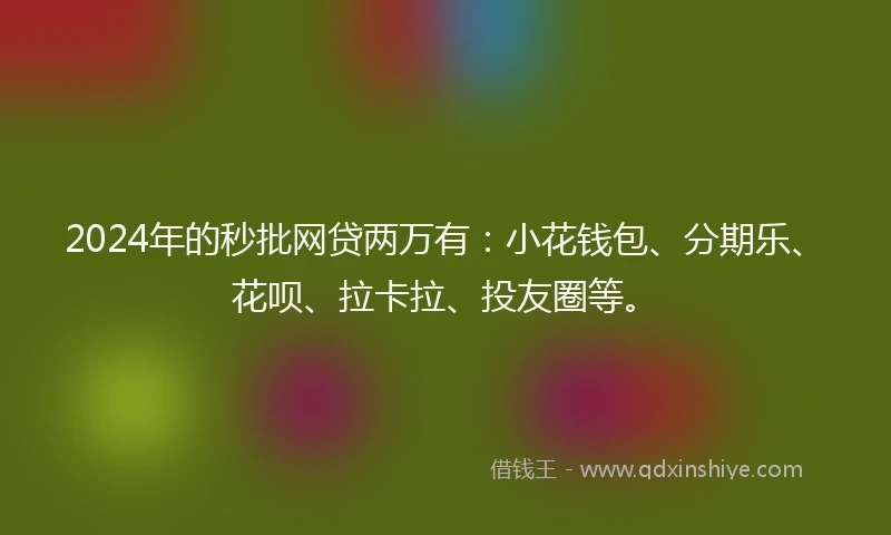 2024年的秒批网贷两万有：小花钱包、分期乐、花呗、拉卡拉、投友圈等。