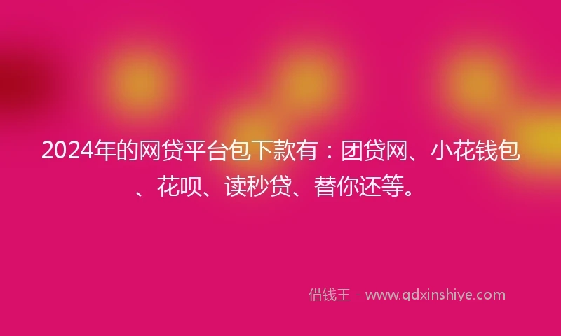2024年的网贷平台包下款有：团贷网、小花钱包、花呗、读秒贷、替你还等。