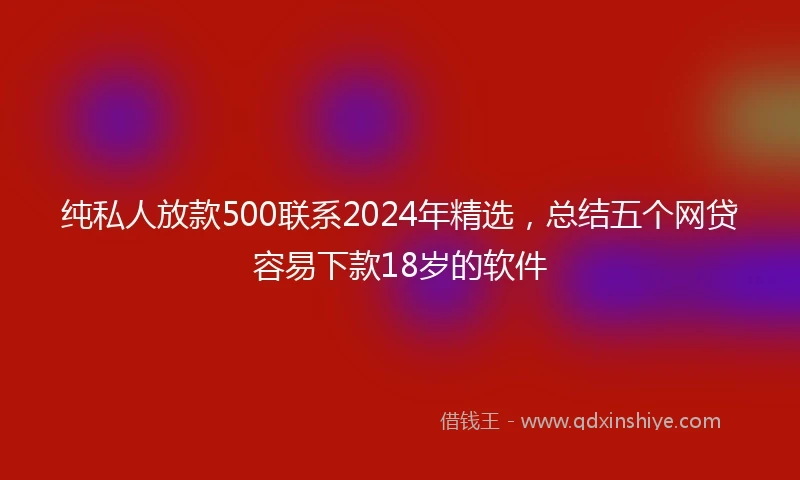 纯私人放款500联系2024年精选，总结五个网贷容易下款18岁的软件