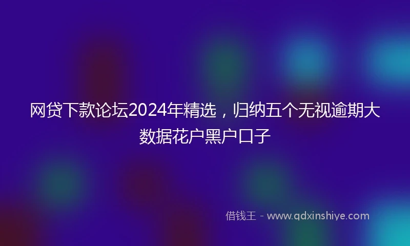 网贷下款论坛2024年精选，归纳五个无视逾期大数据花户黑户口子