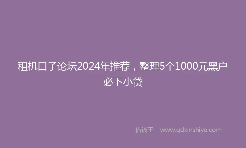 租机口子论坛2024年推荐，整理5个1000元黑户必下小贷