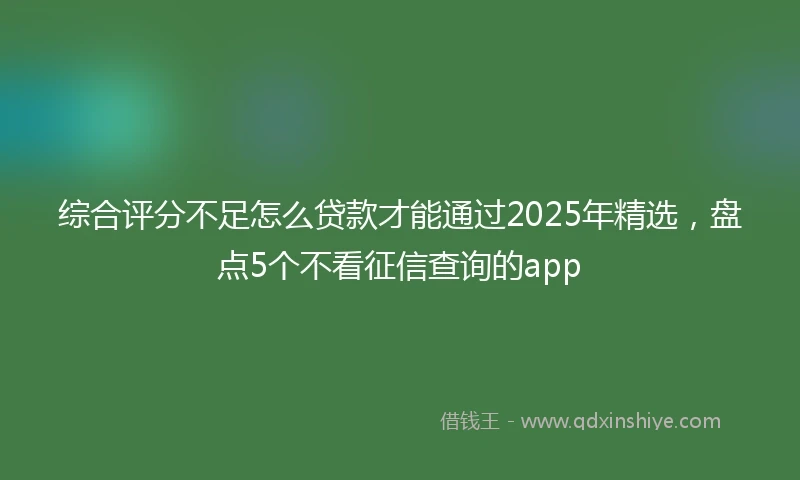 综合评分不足怎么贷款才能通过2025年精选，盘点5个不看征信查询的app