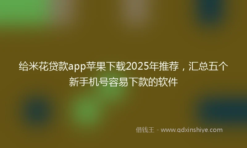 给米花贷款app苹果下载2025年推荐，汇总五个新手机号容易下款的软件