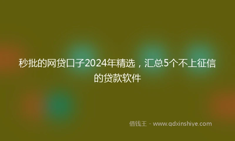 秒批的网贷口子2024年精选，汇总5个不上征信的贷款软件