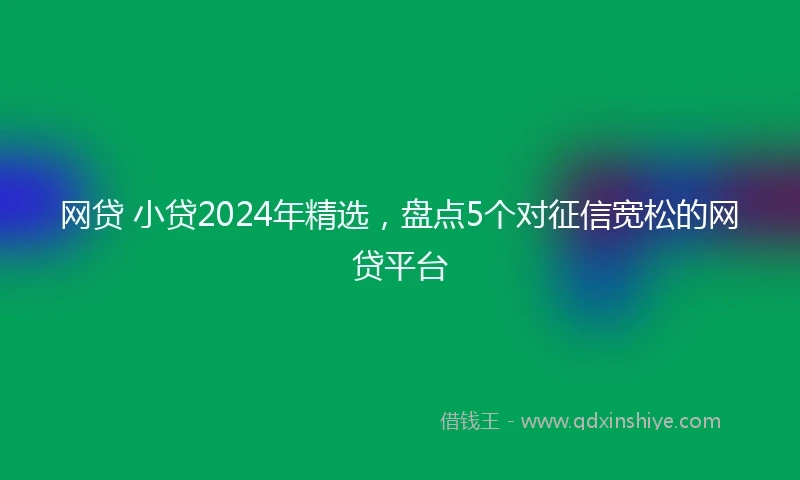 网贷 小贷2024年精选，盘点5个对征信宽松的网贷平台