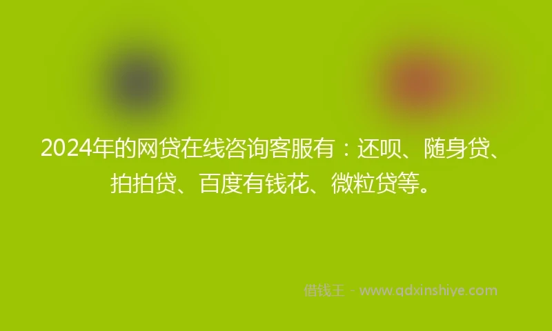 2024年的网贷在线咨询客服有：还呗、随身贷、拍拍贷、百度有钱花、微粒贷等。