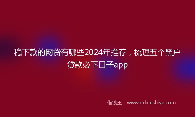 稳下款的网贷有哪些2024年推荐，梳理五个黑户贷款必下口子app