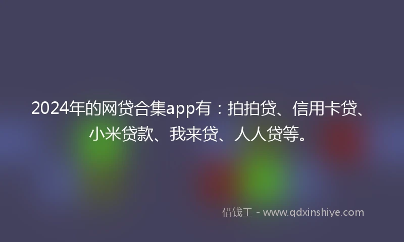 2024年的网贷合集app有：拍拍贷、信用卡贷、小米贷款、我来贷、人人贷等。