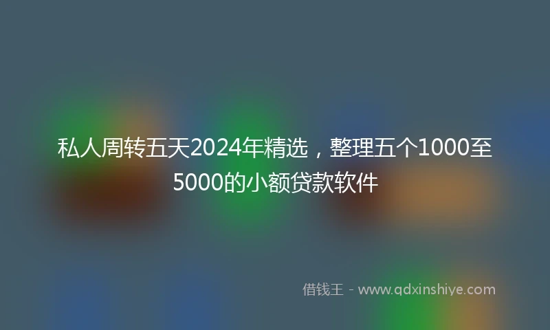 私人周转五天2024年精选，整理五个1000至5000的小额贷款软件
