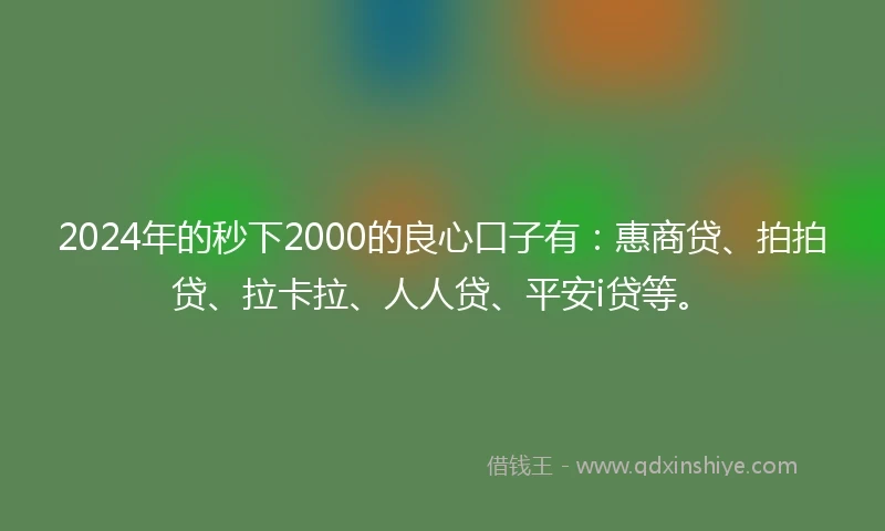 2024年的秒下2000的良心口子有：惠商贷、拍拍贷、拉卡拉、人人贷、平安i贷等。