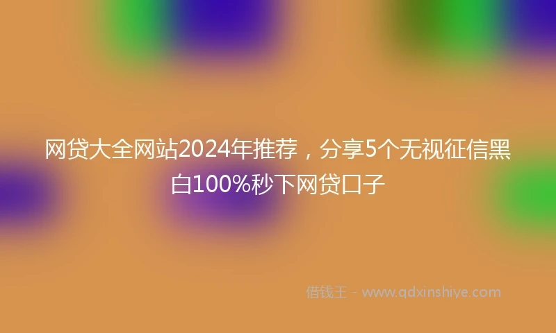 网贷大全网站2024年推荐，分享5个无视征信黑白100%秒下网贷口子