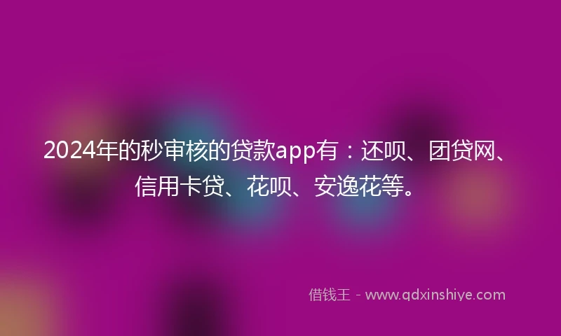 2024年的秒审核的贷款app有：还呗、团贷网、信用卡贷、花呗、安逸花等。