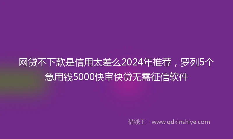 网贷不下款是信用太差么2024年推荐，罗列5个急用钱5000快审快贷无需征信软件