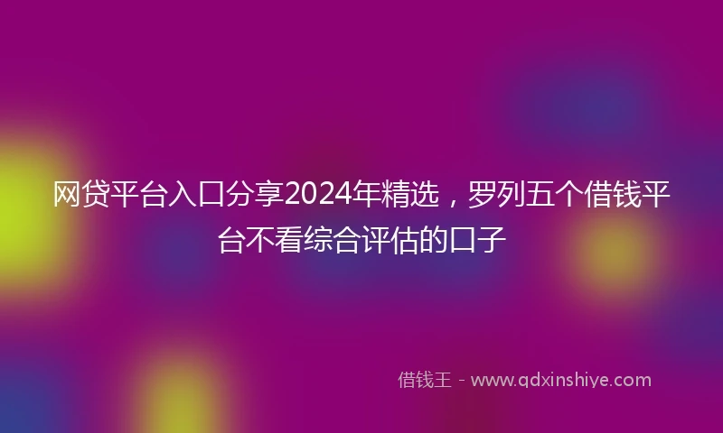 网贷平台入口分享2024年精选，罗列五个借钱平台不看综合评估的口子