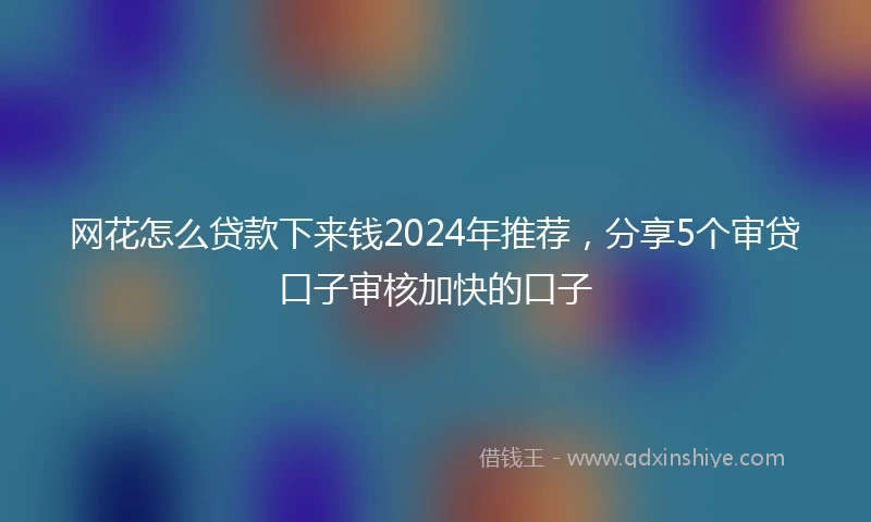 网花怎么贷款下来钱2024年推荐，分享5个审贷口子审核加快的口子