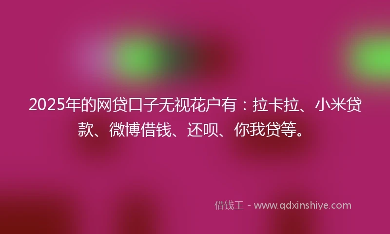2025年的网贷口子无视花户有：拉卡拉、小米贷款、微博借钱、还呗、你我贷等。