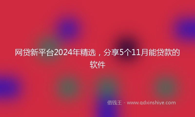 网贷新平台2024年精选，分享5个11月能贷款的软件