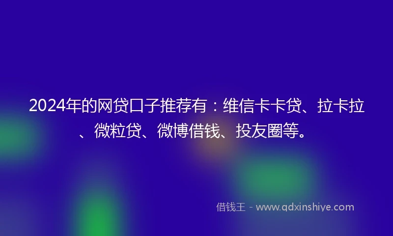 2024年的网贷口子推荐有：维信卡卡贷、拉卡拉、微粒贷、微博借钱、投友圈等。