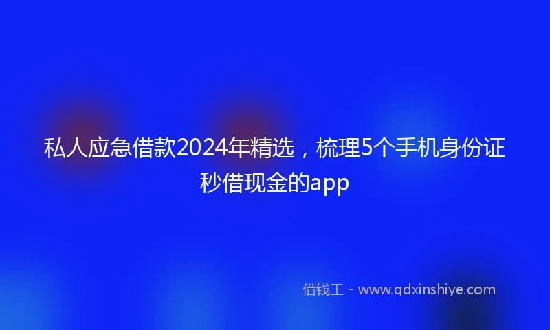 私人应急借款2024年精选，梳理5个手机身份证秒借现金的app