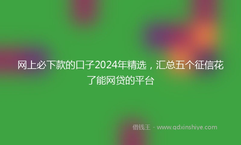 网上必下款的口子2024年精选，汇总五个征信花了能网贷的平台