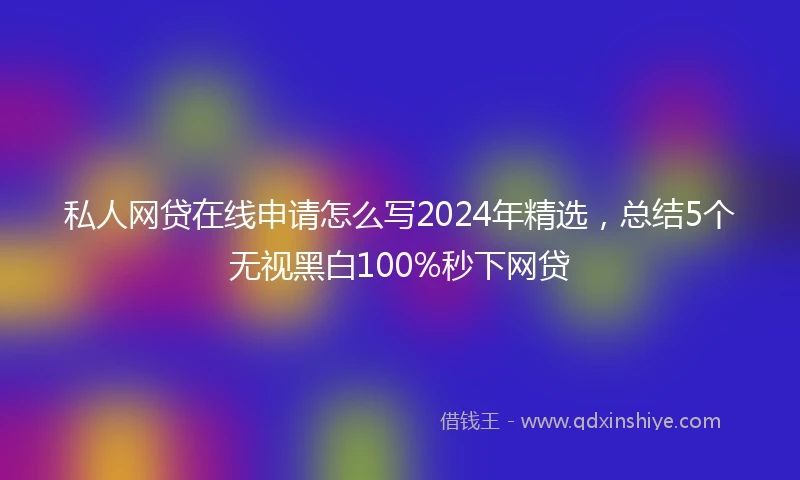私人网贷在线申请怎么写2024年精选，总结5个无视黑白100%秒下网贷