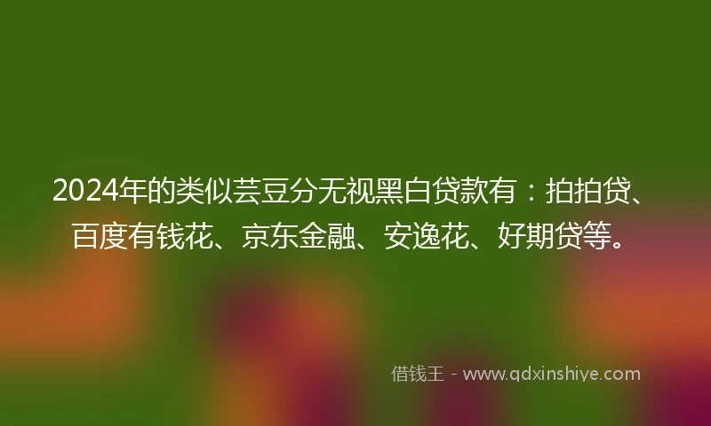 2024年的类似芸豆分无视黑白贷款有：拍拍贷、百度有钱花、京东金融、安逸花、好期贷等。