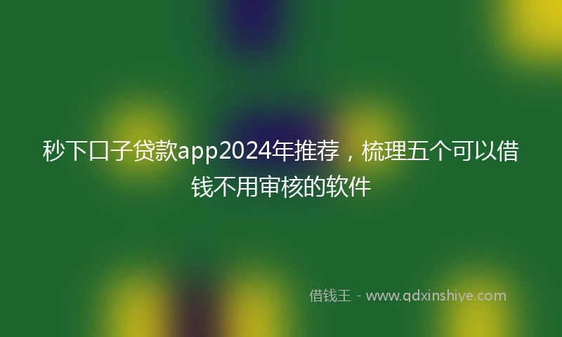 秒下口子贷款app2024年推荐，梳理五个可以借钱不用审核的软件