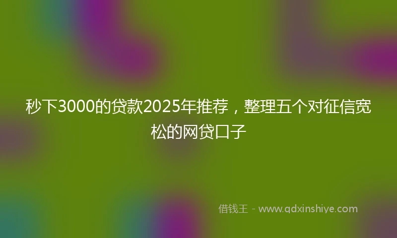 秒下3000的贷款2025年推荐，整理五个对征信宽松的网贷口子