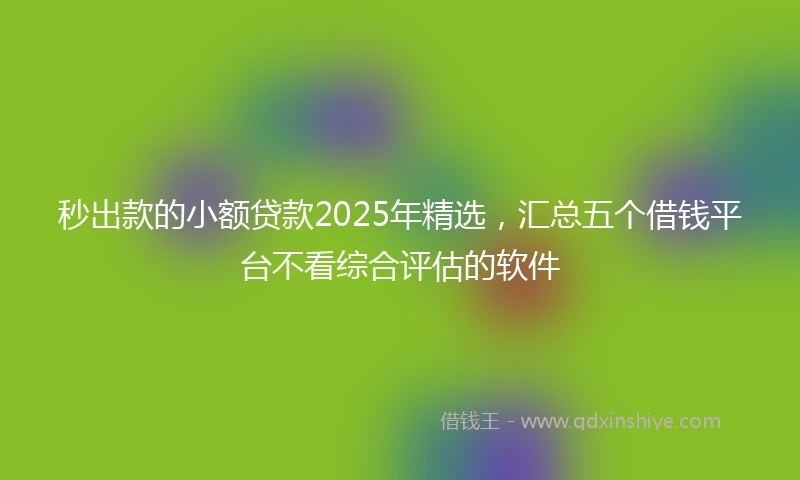 秒出款的小额贷款2025年精选，汇总五个借钱平台不看综合评估的软件