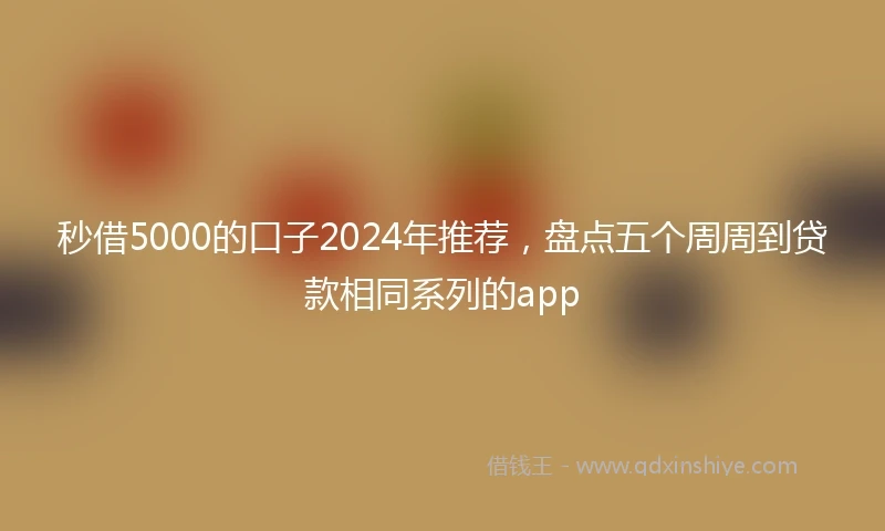 秒借5000的口子2024年推荐，盘点五个周周到贷款相同系列的app