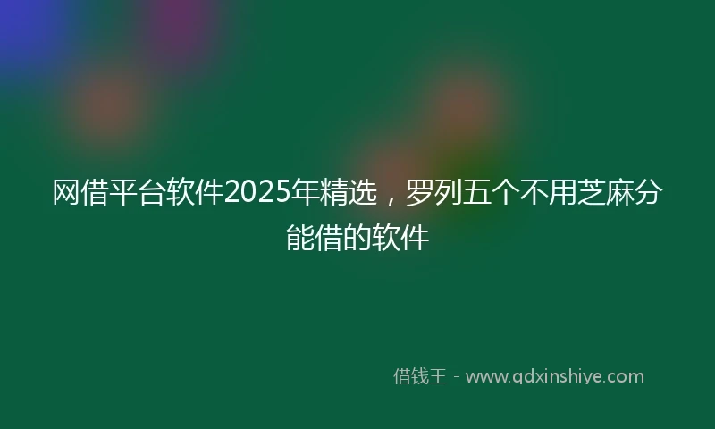 网借平台软件2025年精选，罗列五个不用芝麻分能借的软件