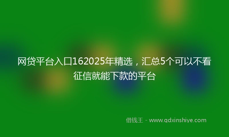 网贷平台入口162025年精选，汇总5个可以不看征信就能下款的平台