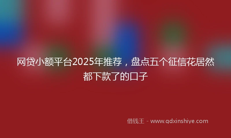 网贷小额平台2025年推荐，盘点五个征信花居然都下款了的口子