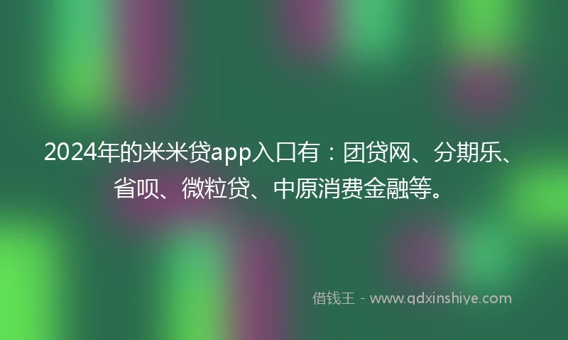 2024年的米米贷app入口有：团贷网、分期乐、省呗、微粒贷、中原消费金融等。