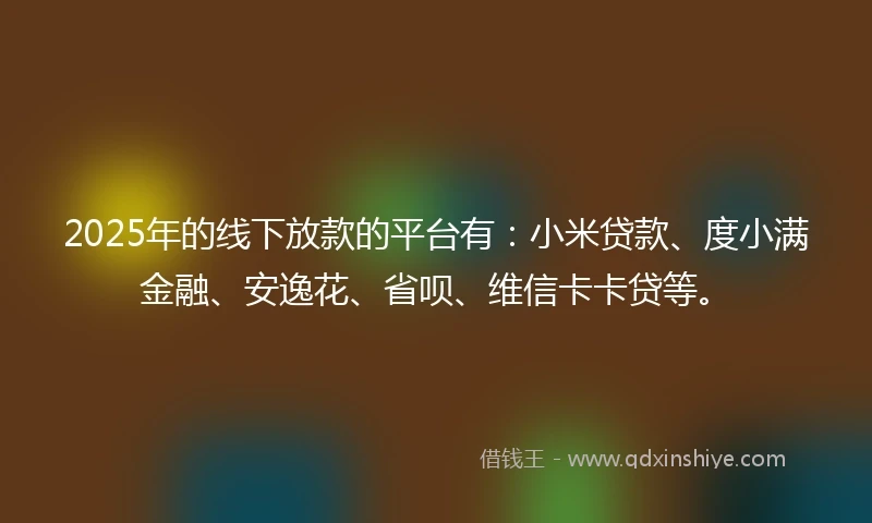 2025年的线下放款的平台有：小米贷款、度小满金融、安逸花、省呗、维信卡卡贷等。