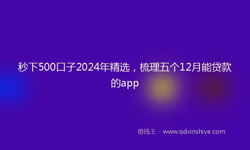 秒下500口子2024年精选，梳理五个12月能贷款的app