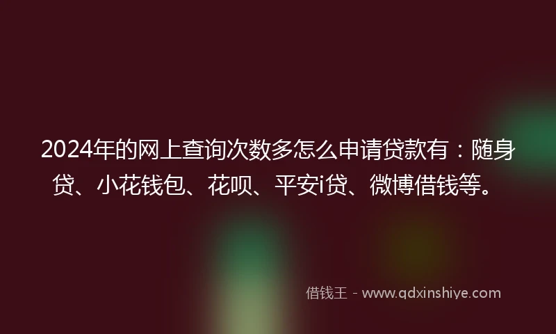 2024年的网上查询次数多怎么申请贷款有：随身贷、小花钱包、花呗、平安i贷、微博借钱等。