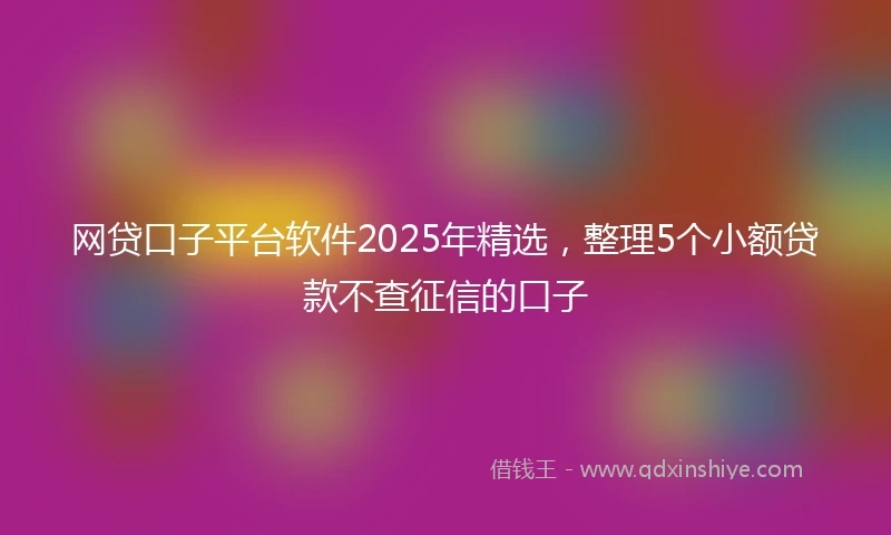 网贷口子平台软件2025年精选，整理5个小额贷款不查征信的口子