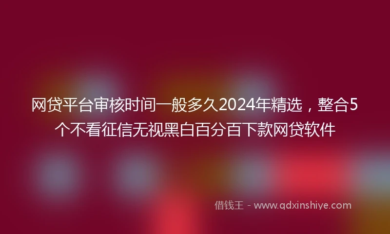 网贷平台审核时间一般多久2024年精选，整合5个不看征信无视黑白百分百下款网贷软件