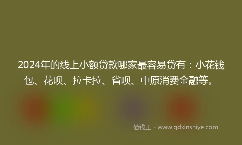2024年的线上小额贷款哪家最容易贷有：小花钱包、花呗、拉卡拉、省呗、中原消费金融等。