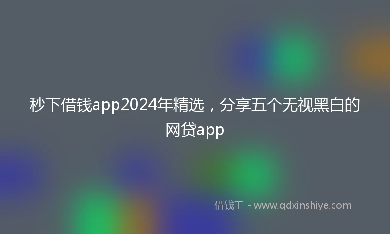 秒下借钱app2024年精选，分享五个无视黑白的网贷app