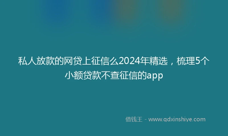 私人放款的网贷上征信么2024年精选，梳理5个小额贷款不查征信的app