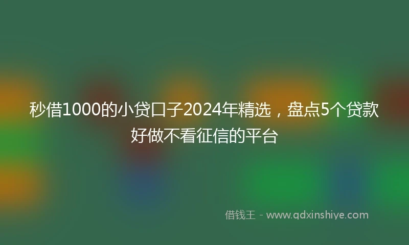 秒借1000的小贷口子2024年精选，盘点5个贷款好做不看征信的平台