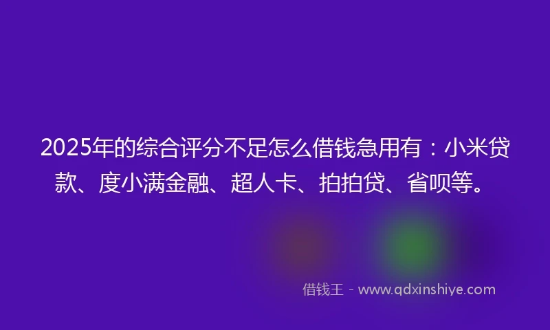 2025年的综合评分不足怎么借钱急用有：小米贷款、度小满金融、超人卡、拍拍贷、省呗等。