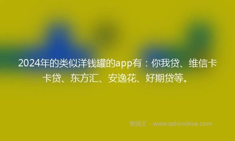 2024年的类似洋钱罐的app有：你我贷、维信卡卡贷、东方汇、安逸花、好期贷等。