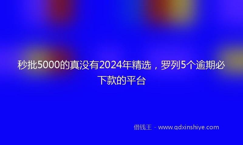 秒批5000的真没有2024年精选，罗列5个逾期必下款的平台