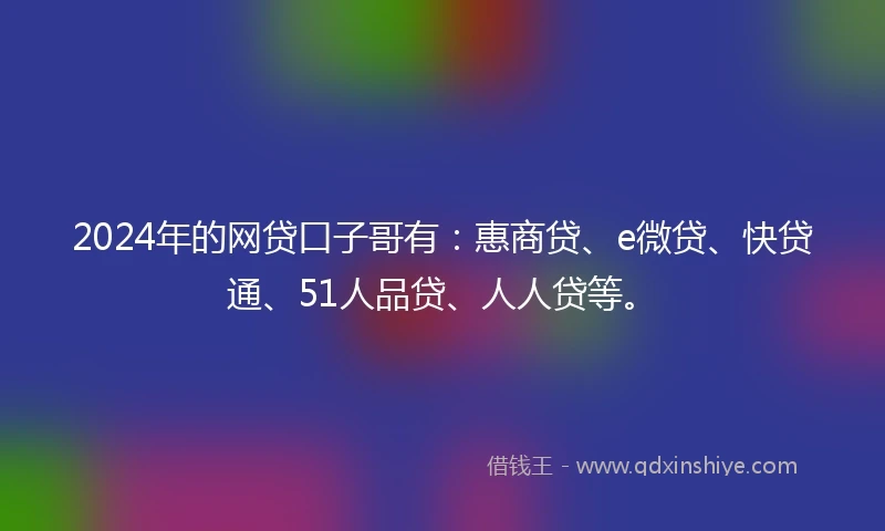 2024年的网贷口子哥有：惠商贷、e微贷、快贷通、51人品贷、人人贷等。